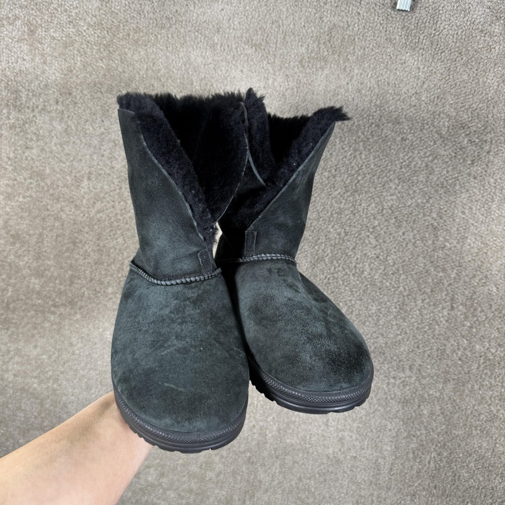 Abeo Black Boots Womens‎ Size 10 Sheepskin Suede Shearling Lined Mid Calf Winter - Picture 3 of 9